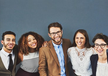 Happy colleagues about new talented people.
