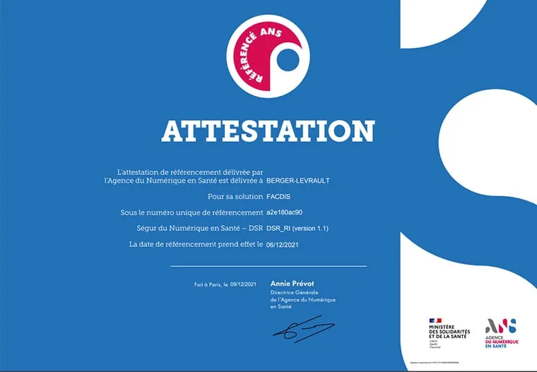 L’ANS remet une attestation pour la solution Facdis.