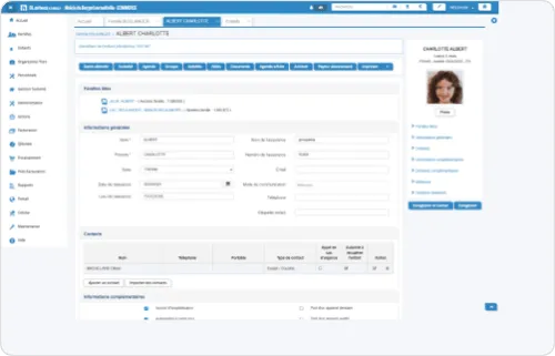Capture d'écran d'une fiche enfant dans BL.enfance