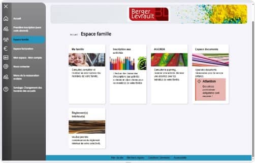 Capture d'écran du Portail Famille, complément du logiciel BL.enfance