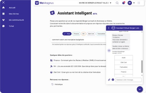 Capture d'écran de l'assistant intelligent dans la solution en mode SaaS WeMagnus