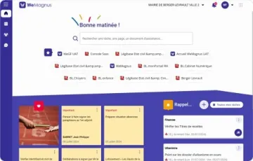 Capture d’écran de l’interface du tableau de bord d’accueil de la solution WeMagnus en mode SaaS