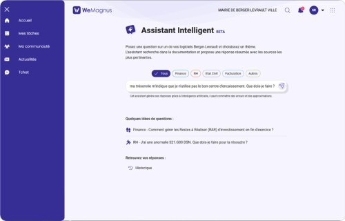 Capture d'écran de l'assistant intelligent de WeMagnus