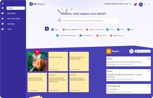 Page d'accueil Assistant Personnel
