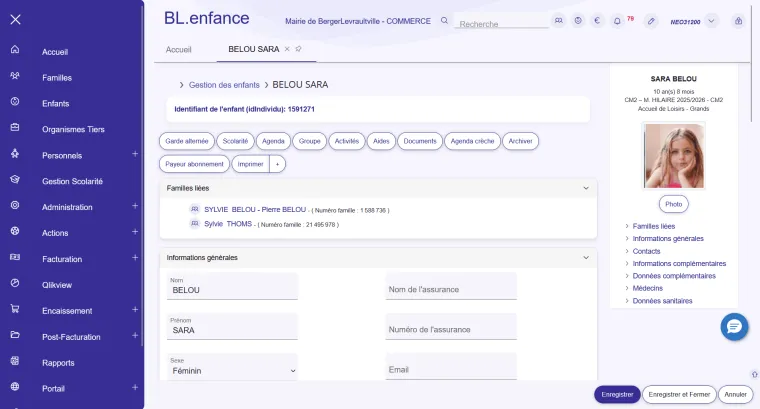 Fiche enfant de la solution BL.enfance
