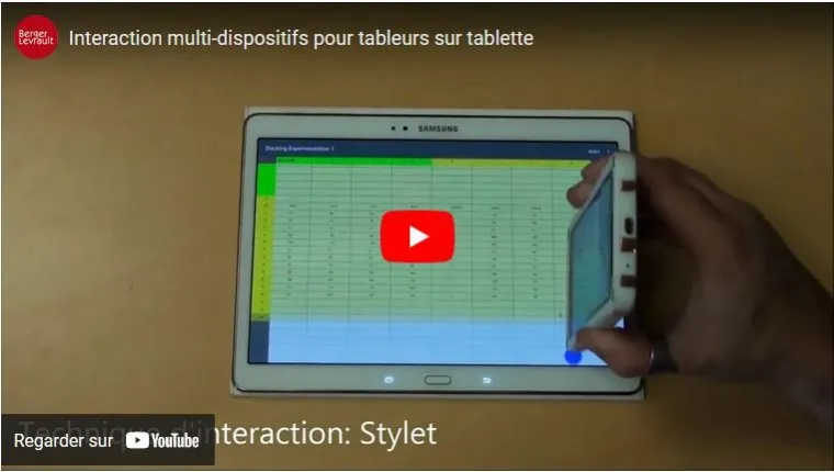 Exemple d'interaction multi-dispositifs pour tableurs sur tablette